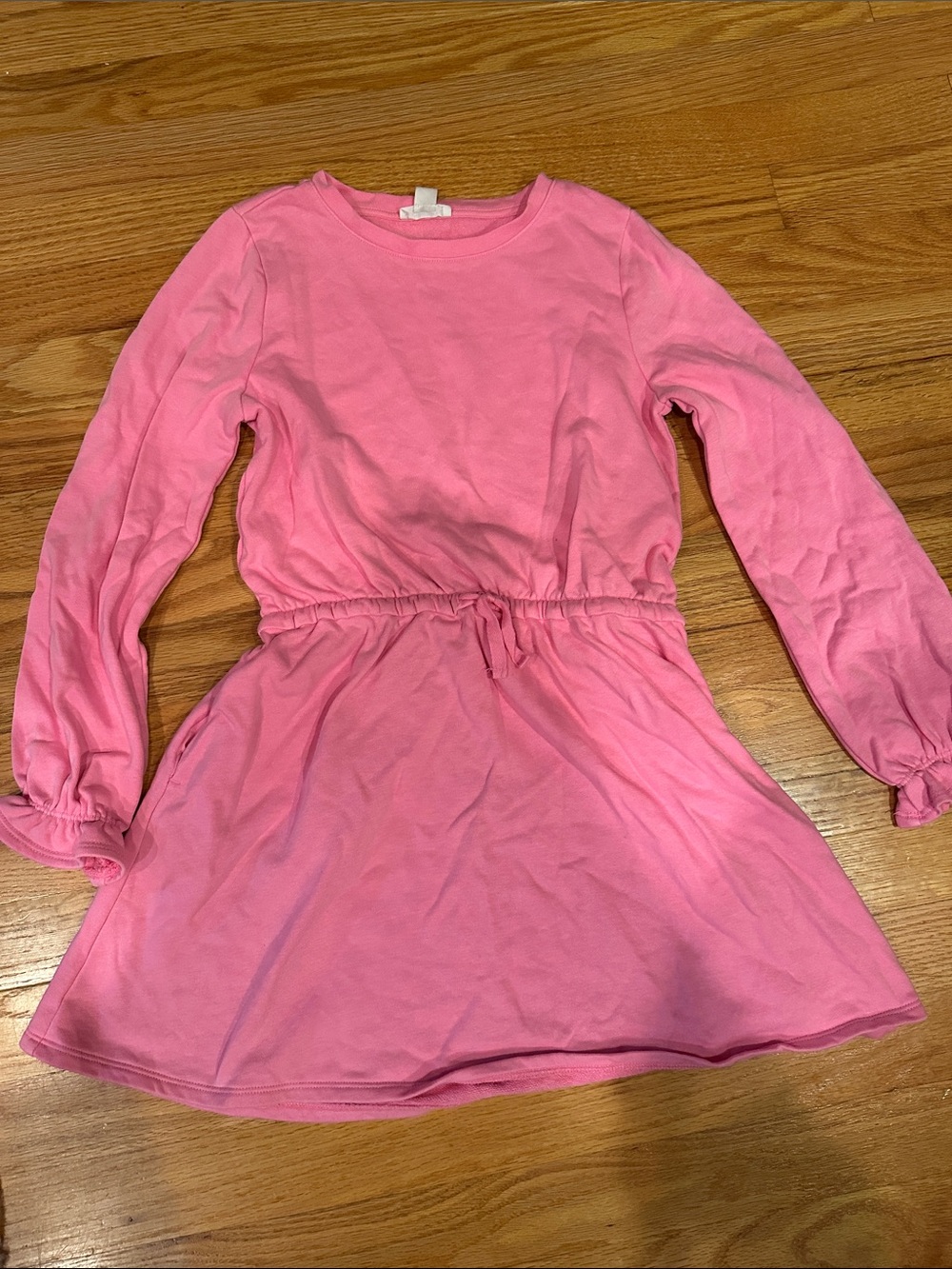J Crew Girls' Pink Long-Sleeve Drawstring Waist Dress Size 10